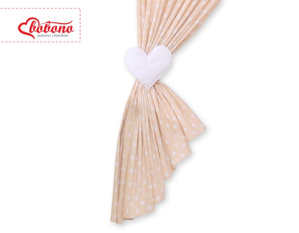 Curtains for baby room- Hanging Hearts white dots on beige - Image 2