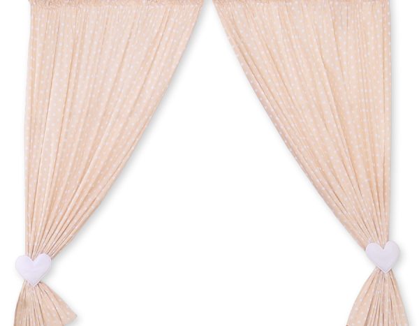 Curtains for baby room- Hanging Hearts white dots on beige