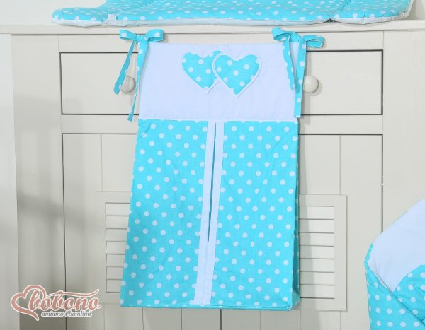 Diaper bag- Hanging Hearts white dots on turquoise - Image 3