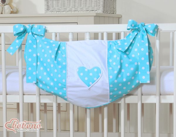 Toys bag- Hanging Hearts white dots on turquoise - Image 2