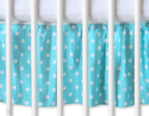 Dust Ruffle-Masking flounce 120x60cm- Hanging Hearts white dots on turquoise