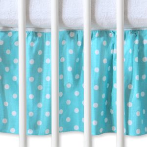 Dust Ruffle-Masking flounce 140x70cm- Hanging Hearts white dots on turquoise