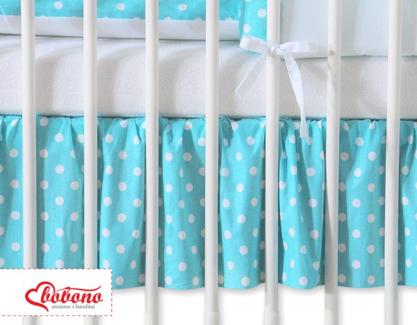 Dust Ruffle-Masking flounce 120x60cm- Hanging Hearts white dots on turquoise - Image 3