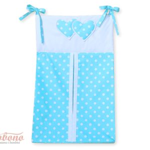 Diaper bag- Hanging Hearts white dots on turquoise