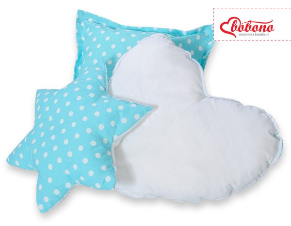 3pcs pillow set - White dots on turquoise - Image 4