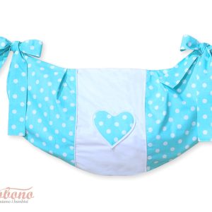 Toys bag- Hanging Hearts white dots on turquoise