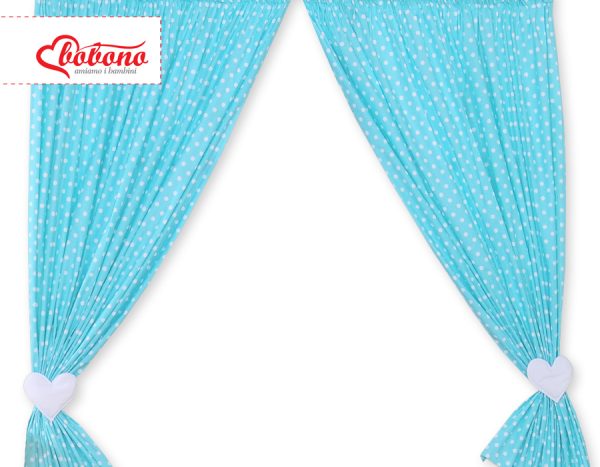 Curtains for baby room- Hanging Hearts white dots on turquoise - Image 4