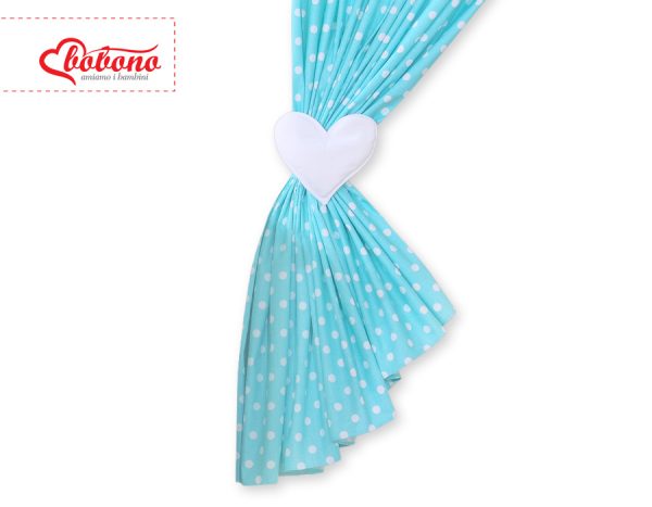 Curtains for baby room- Hanging Hearts white dots on turquoise - Image 2