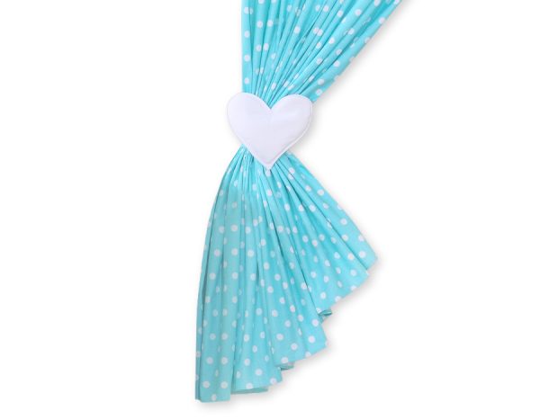 Curtains for baby room- Hanging Hearts white dots on turquoise - Image 3