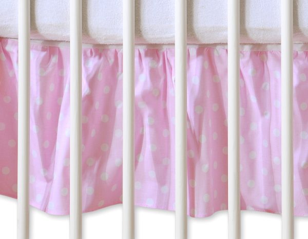 Dust Ruffle-Masking flounce 140x70cm- Hanging Hearts white dots on pink