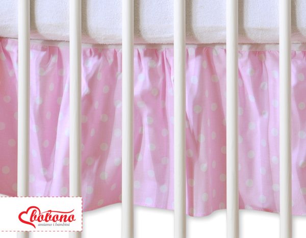 Dust Ruffle-Masking flounce 140x70cm- Hanging Hearts white dots on pink - Image 2
