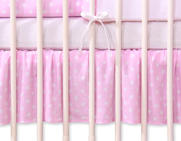 Dust Ruffle-Masking flounce 120x60cm- Hanging Hearts white dots on pink - Image 3