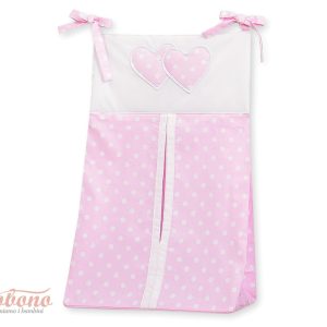 Diaper bag- Hanging Hearts white dots on pink