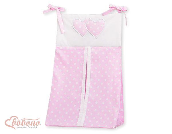 Diaper bag- Hanging Hearts white dots on pink