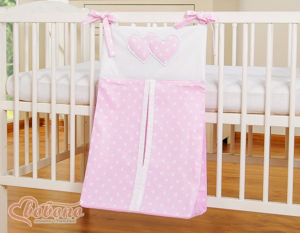 Diaper bag- Hanging Hearts white dots on pink - Image 2