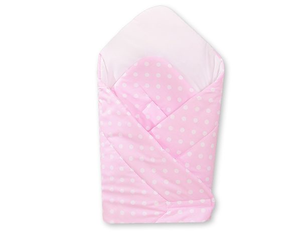 Babynest with stiffening- Hanging Hearts white dots on pink