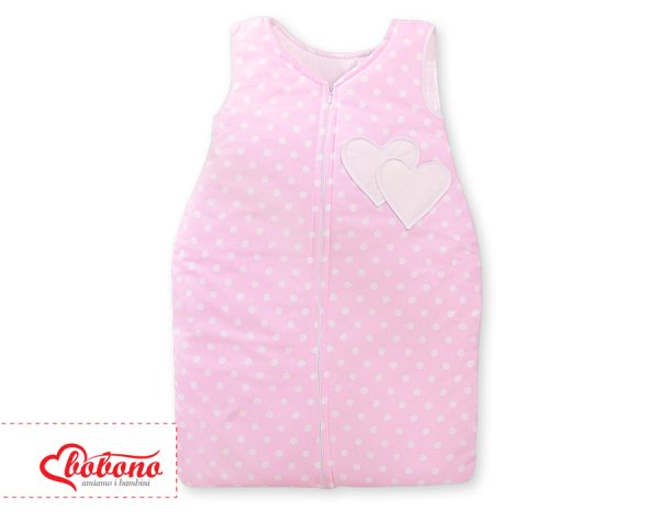Sleeping bag- Hanging hearts white dots on pink - Image 2