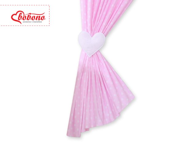 Curtains for baby room- Hanging Hearts white dots on pink - Image 2