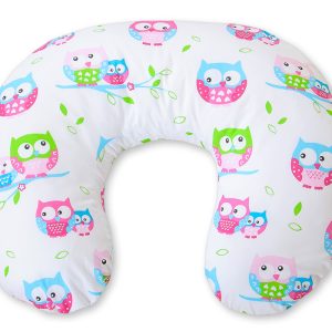 Breastfeeding Pillow Nursing Croissant Pillow, removable, Hands-Free Feeding- white owls