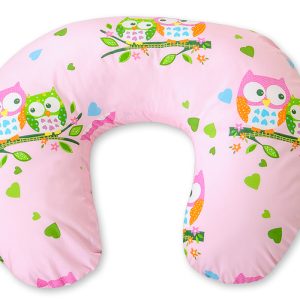 Breastfeeding Pillow Nursing Croissant Pillow, removable, Hands-Free Feeding- pink owls