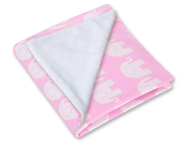 Big double-sided car seat blanket for babies - Elephants pink - Image 2