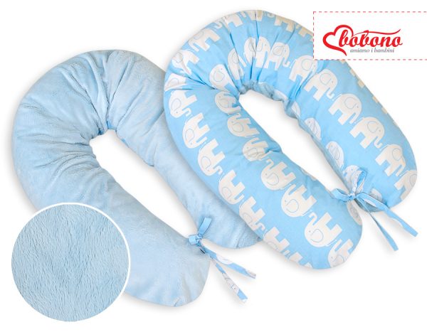 Pregnancy pillow- double-sided-Simple Elephants blue - Image 2