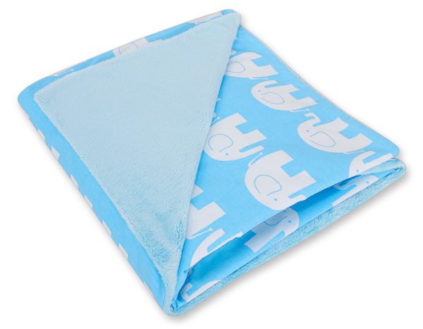 Big double-sided car seat blanket for babies - Elephants blue - Image 2
