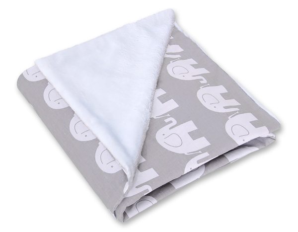 Big double-sided car seat blanket for babies - Elephants grey - Image 2