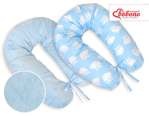 Pregnancy pillow- double-sided-Simple Owls blue - Image 2
