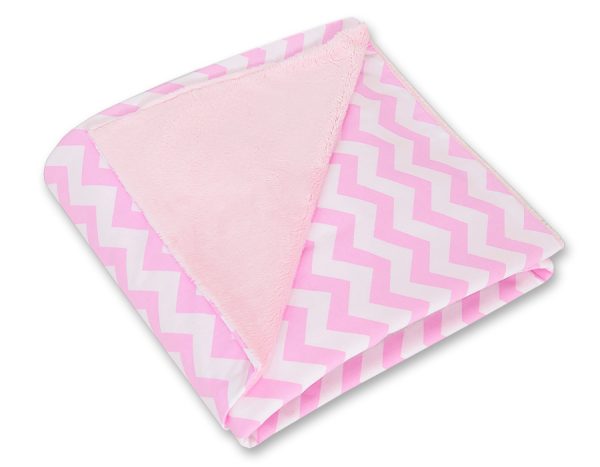 Big double-sided car seat blanket for babies - Chevron pink - Image 2