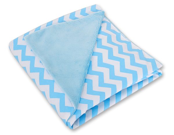 Big double-sided car seat blanket for babies - Chevron blue - Image 2