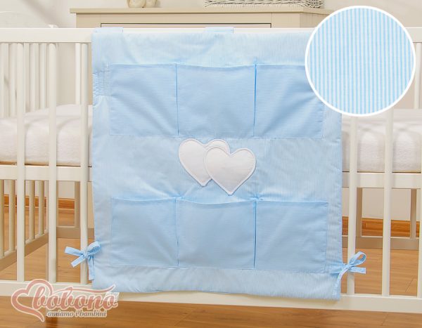 Cot tidy- Hanging Hearts blue strips - Image 4