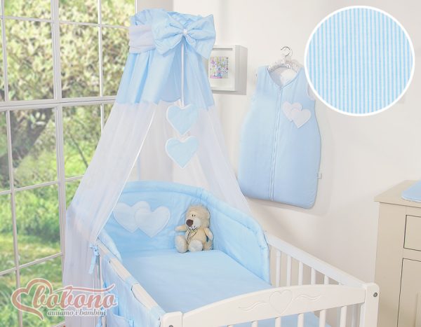Canopy made of Chiffon- Hanging Hearts blue strips