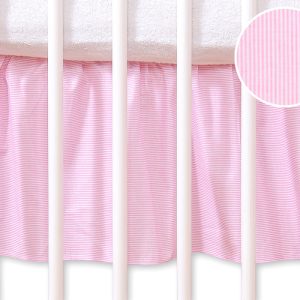 Dust Ruffle-Masking flounce 120x60cm- Hanging Hearts pink strips