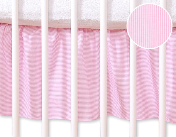 Dust Ruffle-Masking flounce 120x60cm- Hanging Hearts pink strips
