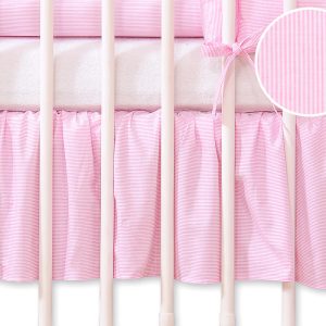 Dust Ruffle-Masking flounce 140x70cm- Hanging Hearts pink strips