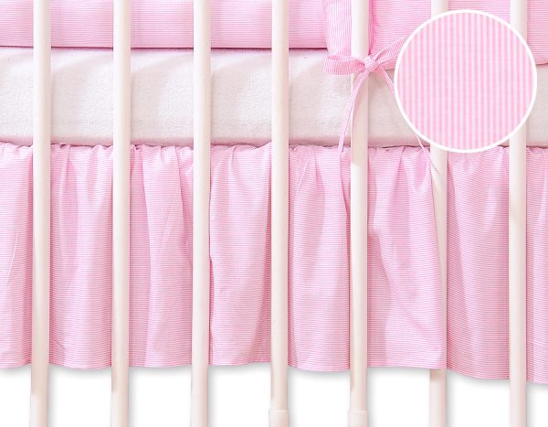 Dust Ruffle-Masking flounce 140x70cm- Hanging Hearts pink strips