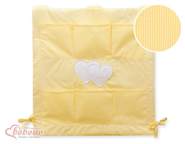 Cot tidy- Hanging Hearts yellow strips - Image 3