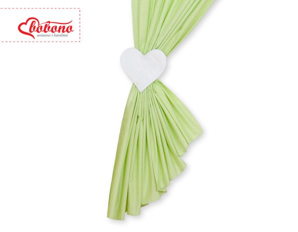 Curtains for baby room- Hanging Hearts green strips - Image 3