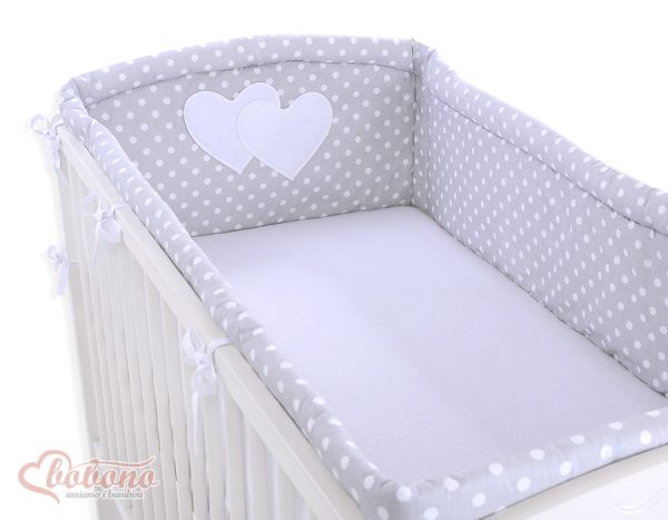 Universal bumper XXL- Hanging Hearts white dots on grey