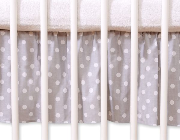 Dust Ruffle-Masking flounce 140x70cm- Hanging Hearts white dots on grey