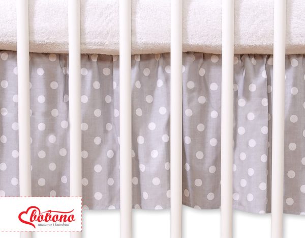 Dust Ruffle-Masking flounce 140x70cm- Hanging Hearts white dots on grey - Image 2