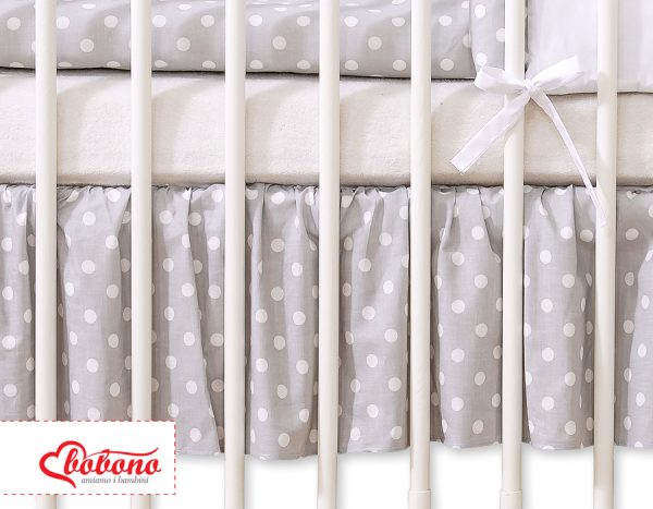 Dust Ruffle-Masking flounce 120x60cm- Hanging Hearts white dots on grey - Image 3