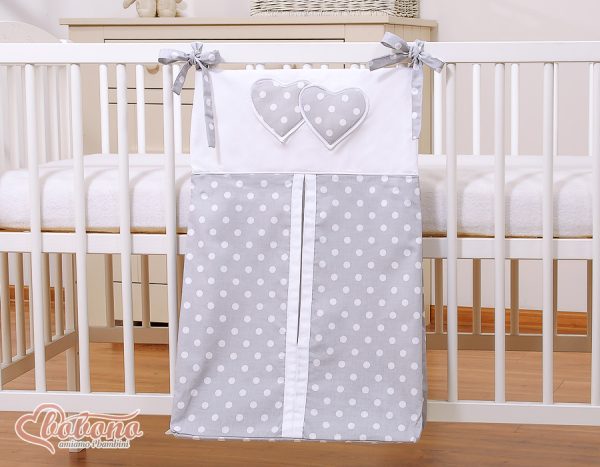 Diaper bag- Hanging Hearts white dots on grey - Image 2