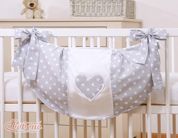 Toys bag- Hanging Hearts dots on grey - Image 2