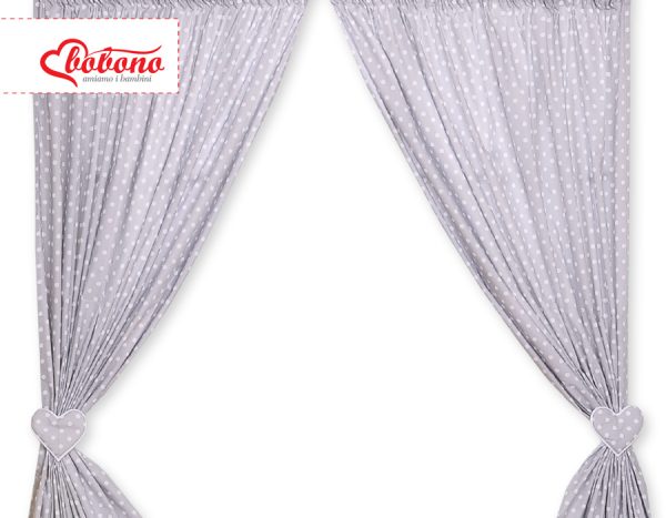 Curtains for baby room- Hanging Hearts white dots on grey - Image 3