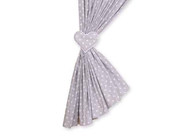 Curtains for baby room- Hanging Hearts white dots on grey - Image 2