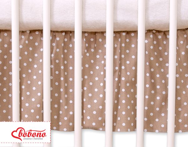 Dust Ruffle-Masking flounce 140x70cm- Hanging Hearts white dots on brown - Image 2