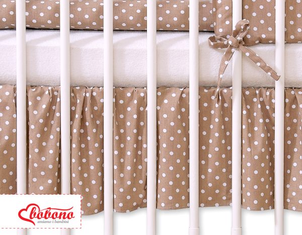 Dust Ruffle-Masking flounce 120x60cm- Hanging Hearts white dots on brown - Image 3