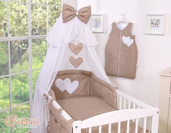 Mosquito-net made of chiffon- Hanging Hearts white dots on brown - Image 2